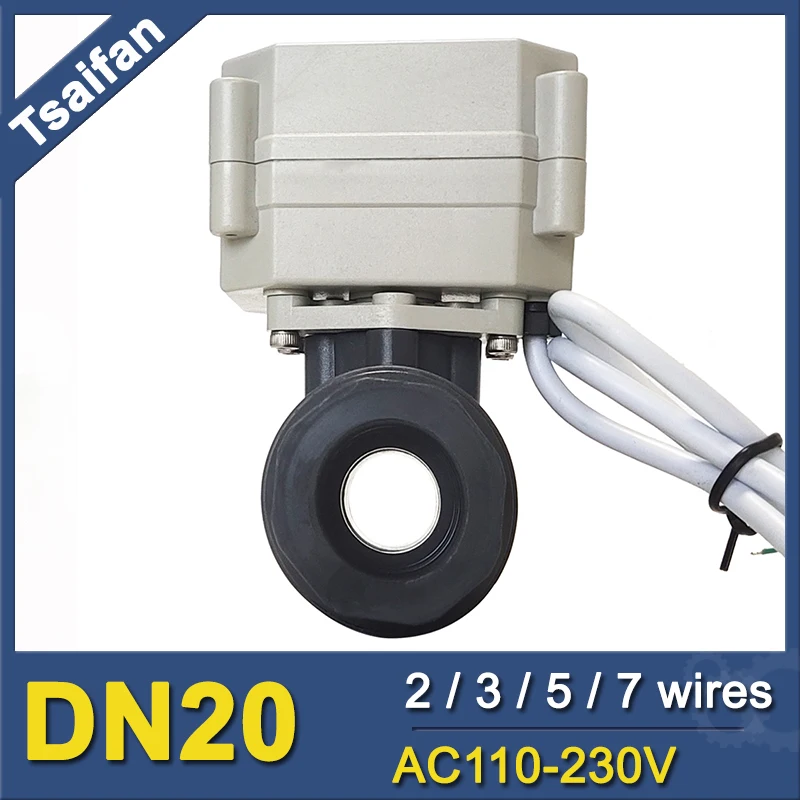 Electric Motorized Ball Valve DN20, 3/4 inch Actuated Water Valve CPVC, 220V Electric Motor Control Valve power off return