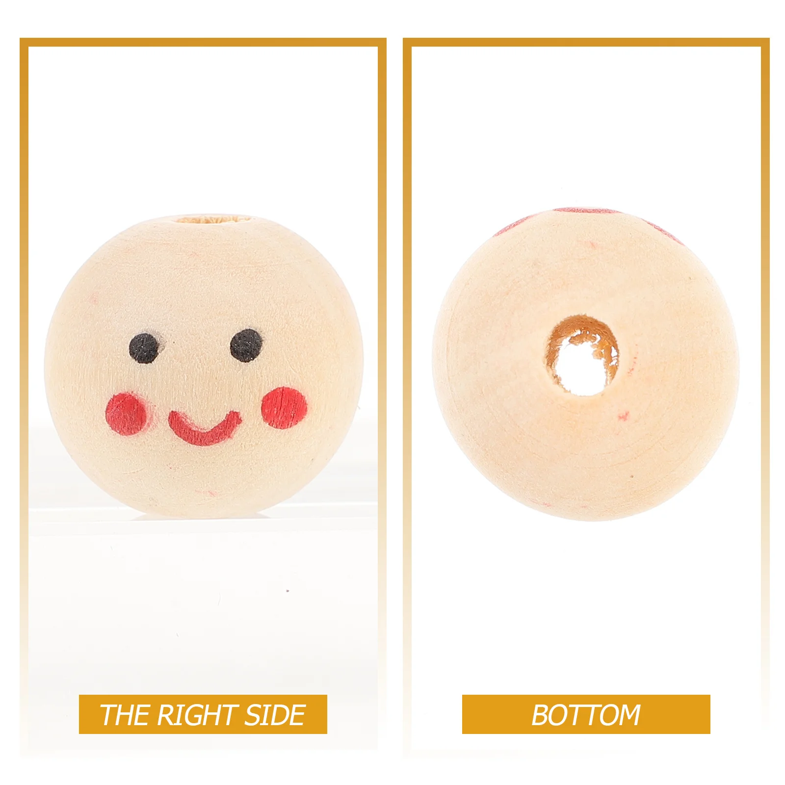 

50Pcs Round Smile Face Wooden Beads Bulk Natural Wood Beads for DIY Handcrafted Jewelry Pendants Wooden Bead Wood Craft Bead