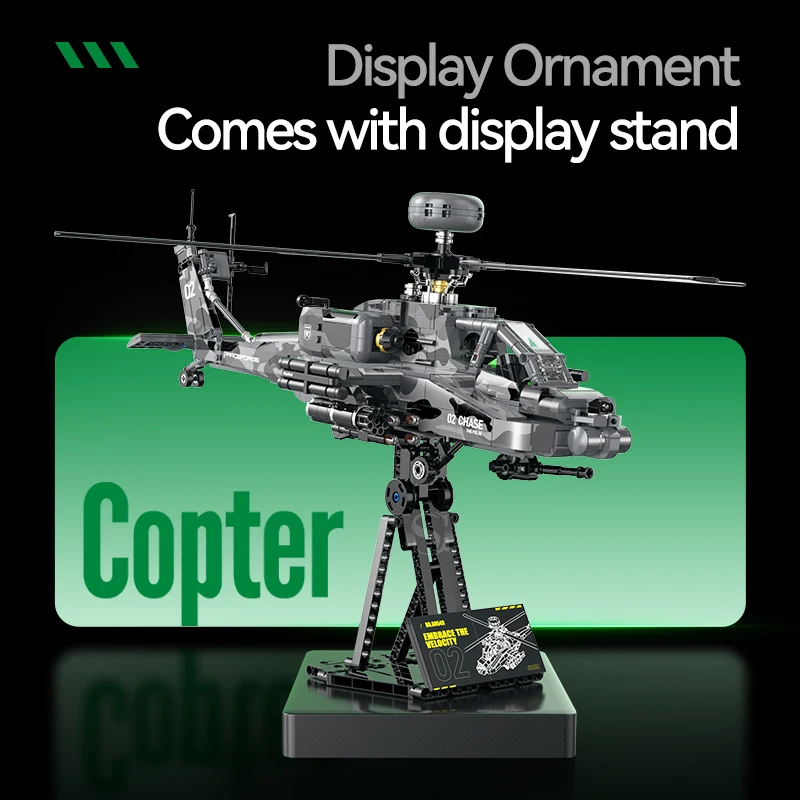 Creative Military Series Apache Airplane Building Block Model, 1116pcs City DIY Airplane Assembly Model Brick Boy Toy Gift