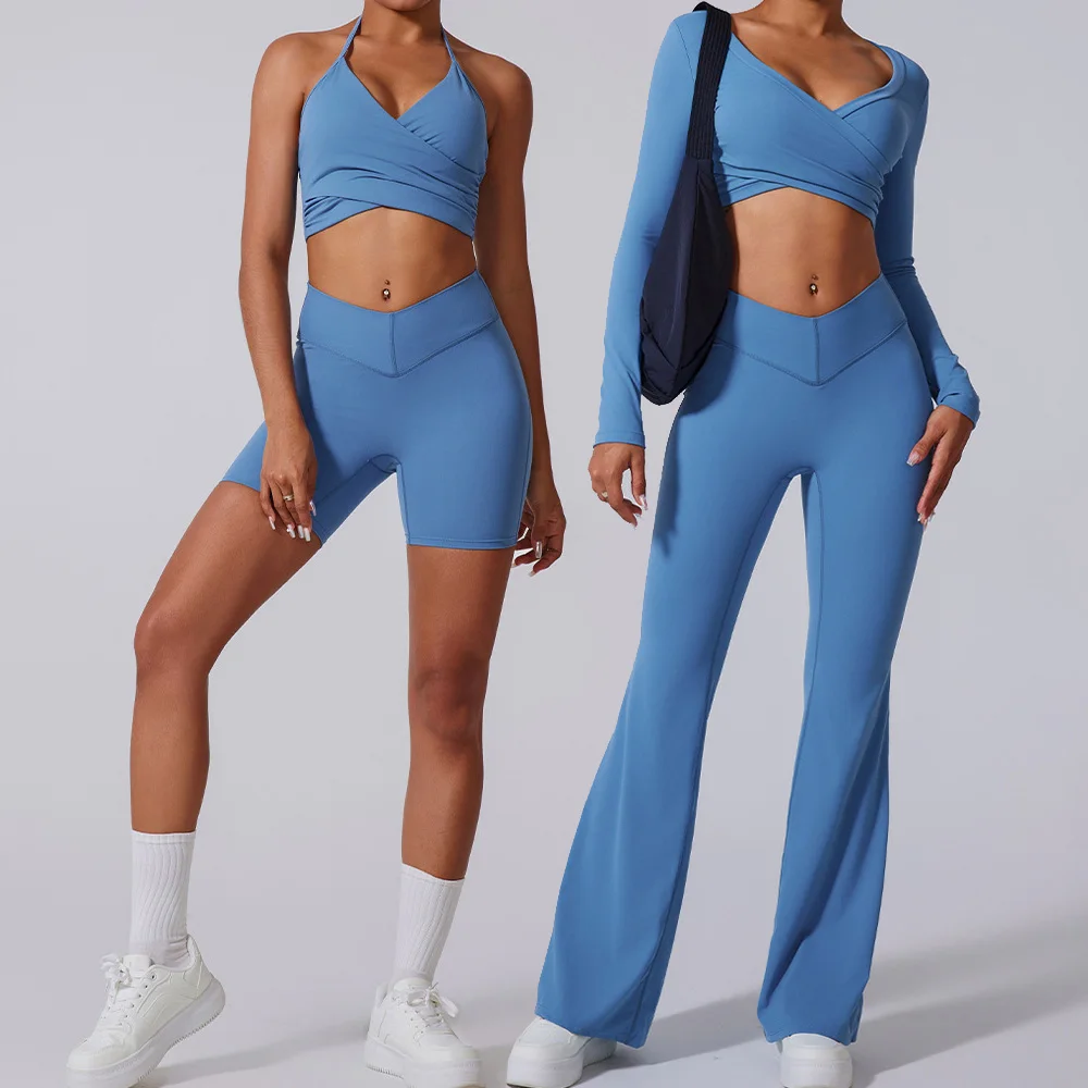 اليوغا مجموعة 2 قطعة ملابس رياضية نسائية تجريب الملابس ملابس رياضية الصالة الرياضية يغطي الرجل حمالة صدر رياضية المحاصيل الأعلى كم طويل السراويل الرياضية الدعاوى #1