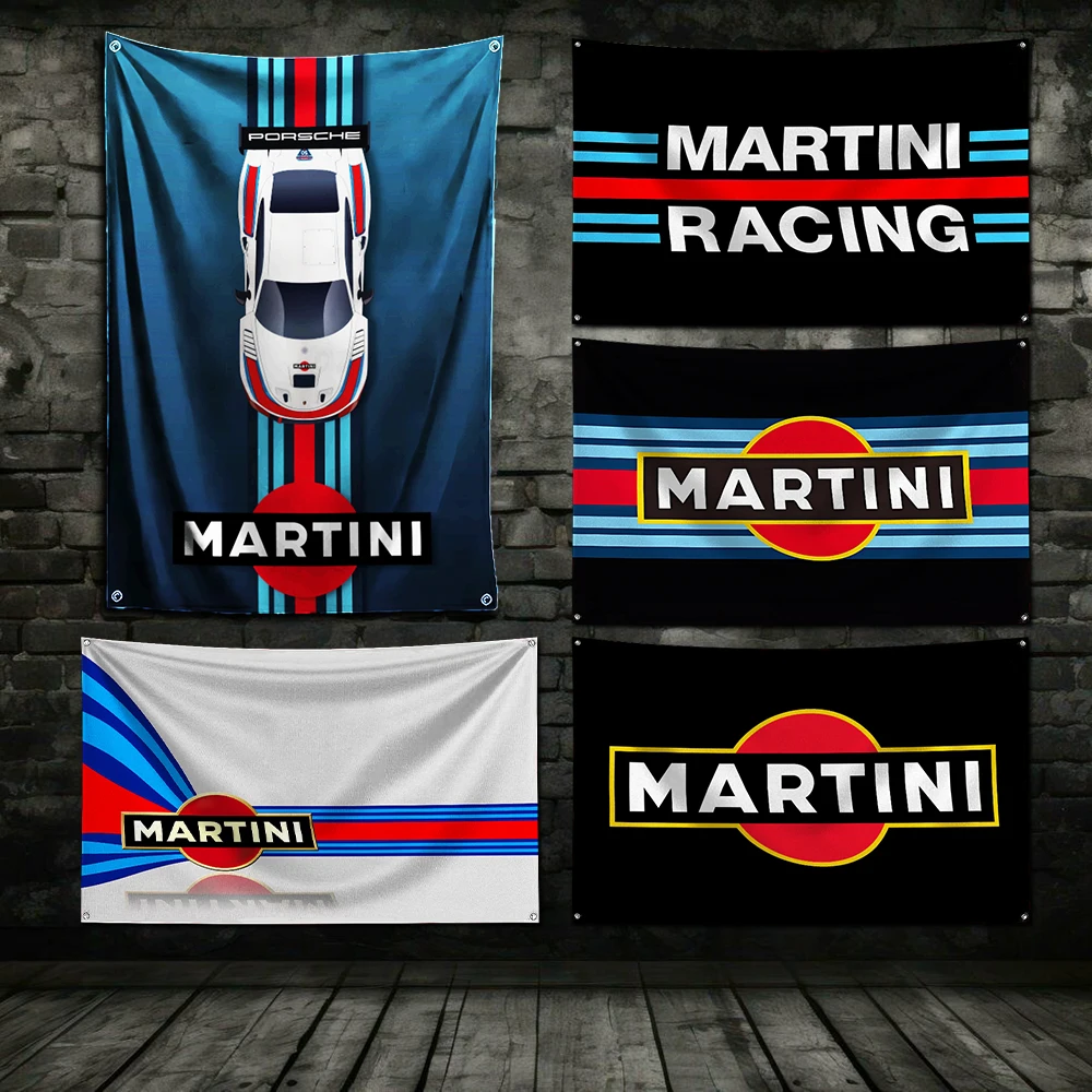 3x5 Ft Racing Martini Stripe Flag Polyester Digital Printing Banner for Garage Wall Art Out Door Decoration With Brass Grommets