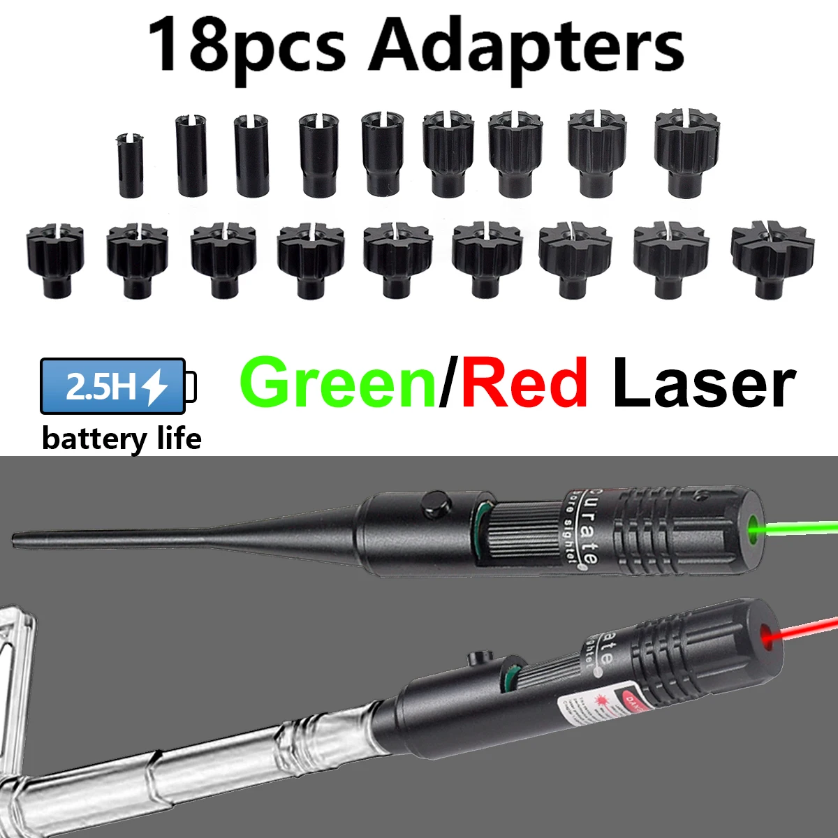 

Green/Red Laser Calibrator With 18 Adapter Aluminum Alloy Calibrator Turn-Free Laser Calibrator Cross-border Aiming Instrument