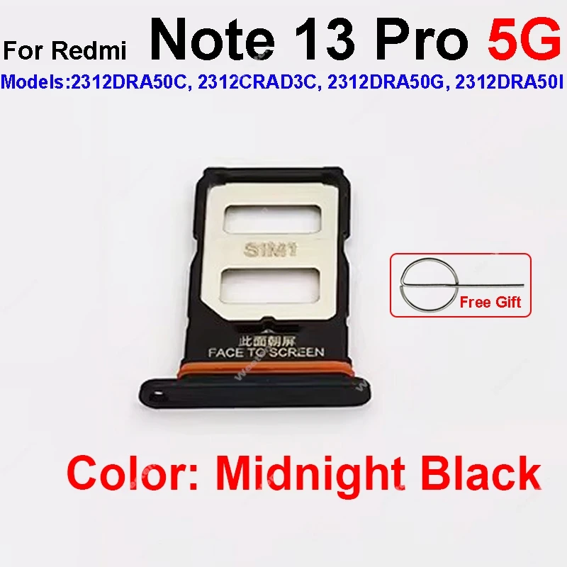 Tacka na kartę SIM do Xiaomi Redmi Note 13Pro 13 Pro Plus 4G 5G Uchwyt na kartę SIM Gniazdo na kartę SIM Części zamienne do naprawy