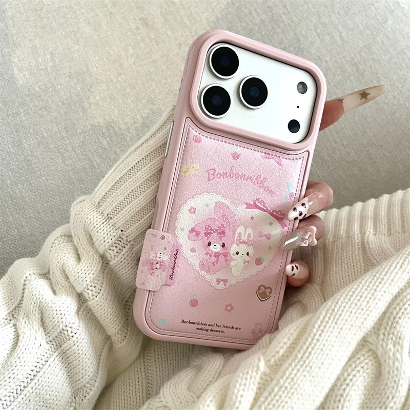 الكورية لطيف الكرتون الأرنب قضية الهاتف آيفون 17 برو 14 15 16 برو ماكس الغطاء الخلفي للصدمات واقية حالات جلدية جميلة C