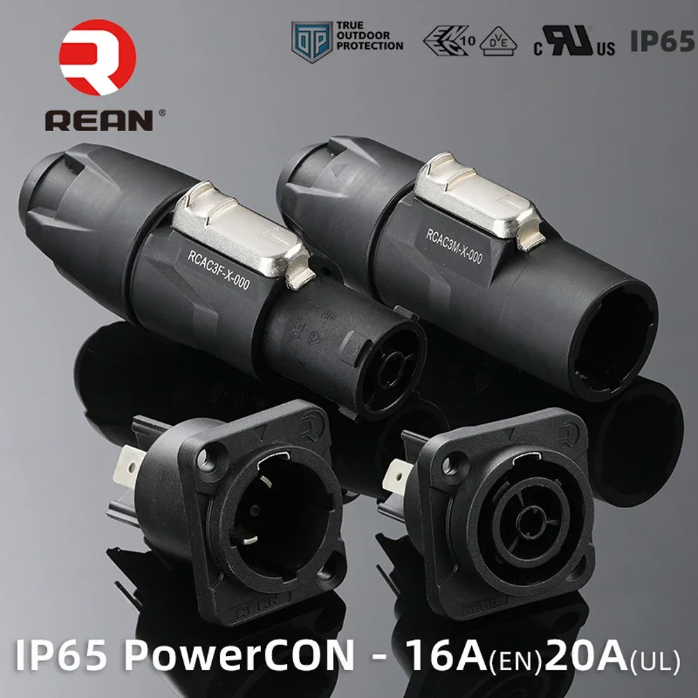 PowerCON Outdoor IP65 Waterproof Aviation Power Plug Connector Male / Female Lockable for Stage Audio LED Screen