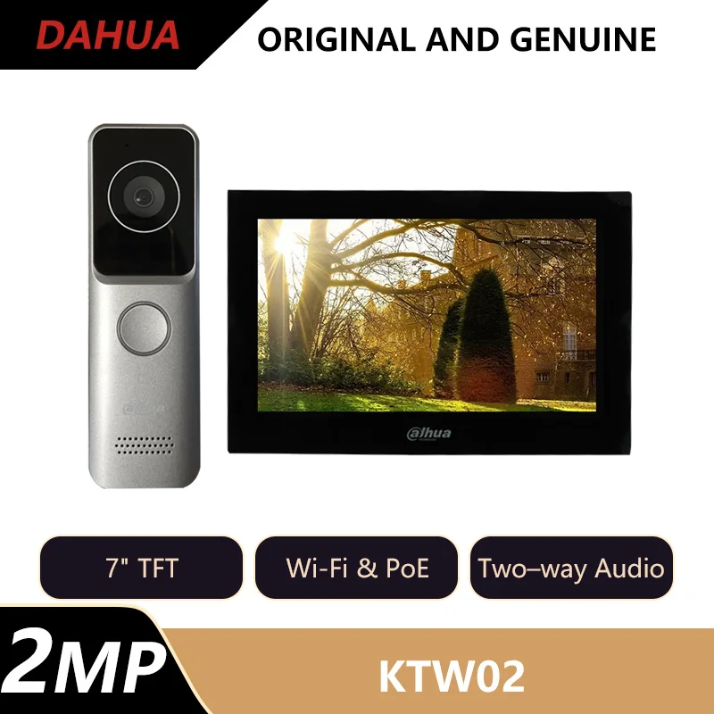 Dahua วิดีโอ Intercom ชุด KTW02 Wi-Fi Villa ประตู Station & IP ในร่ม PoE 2-way Audio Doorbell VTO2311R-WP VTH2621G-WP