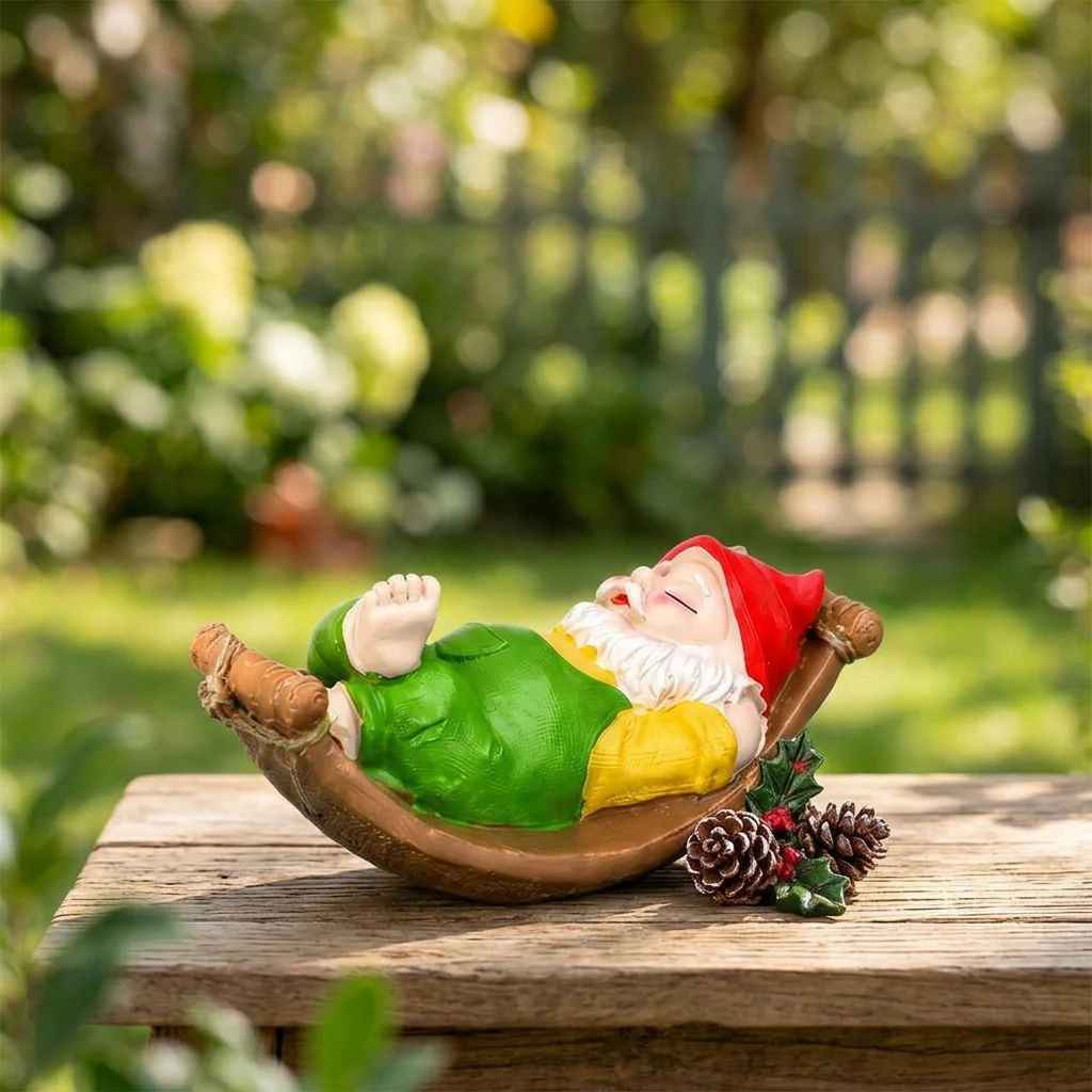 Weatherproof Santa Gnome Figurine Hand Painted for Garden Patio Yard Lawn Christmas Holiday Decoration Durable Resin Ornament