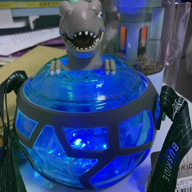중국 공룡 공원 공룡 유전자 공 컵 만화 공룡 계란 워터 컵 기념품 선물 500ml 빛을 방출할 수 있음