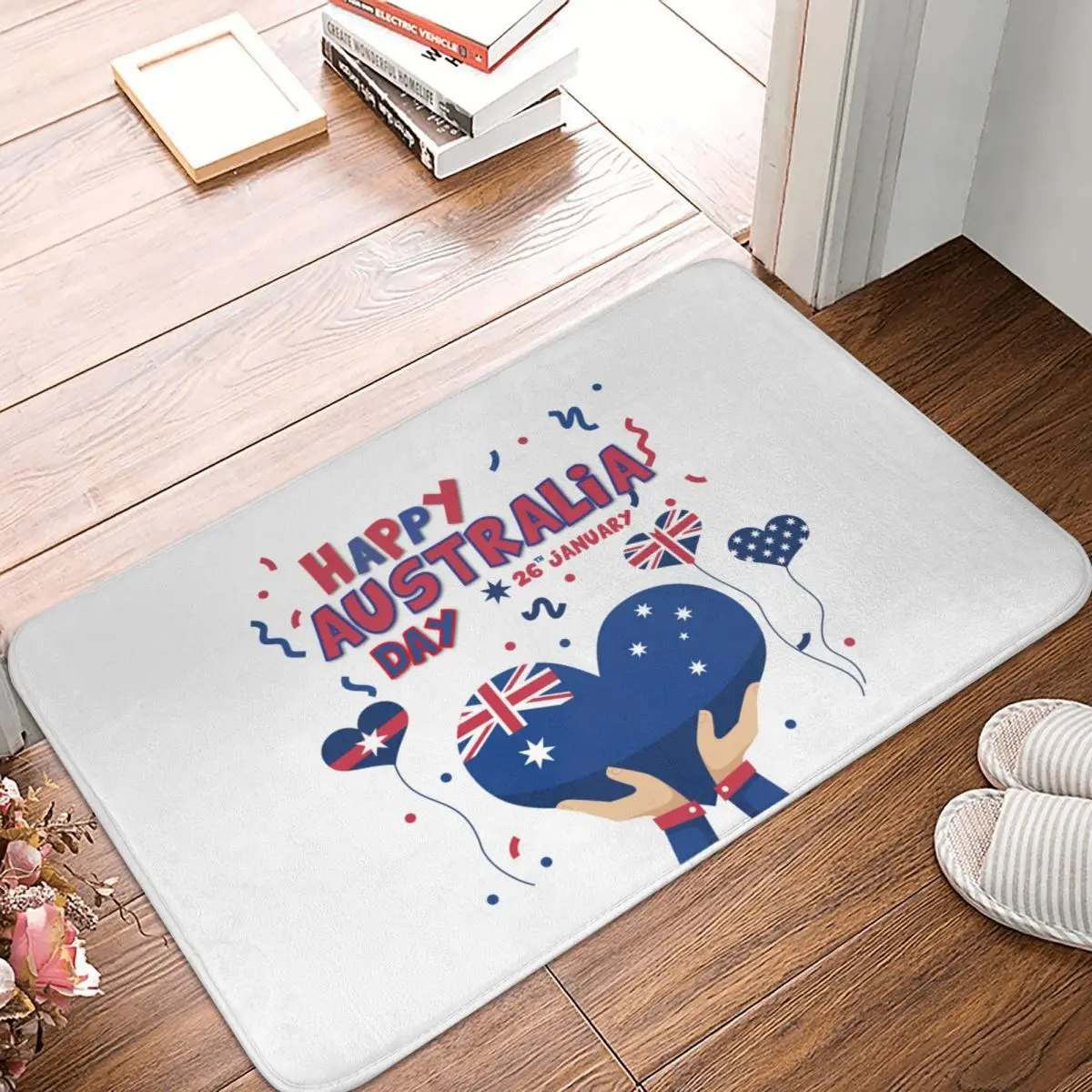 Australia Day Bath Mat Non Slip Flag Heart Blue Toilet Pad Quick Dry Kitchen Shower Door Floor Mat Absorbent Bathroom Mats