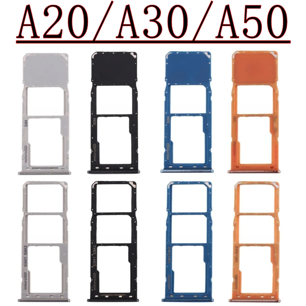 Dual Single Chip SIM Card Tray For Samsung Galaxy A20 A205F A205U A30 A305F A50 A505F Phone SIM1 + SIM2 Card Tray Part