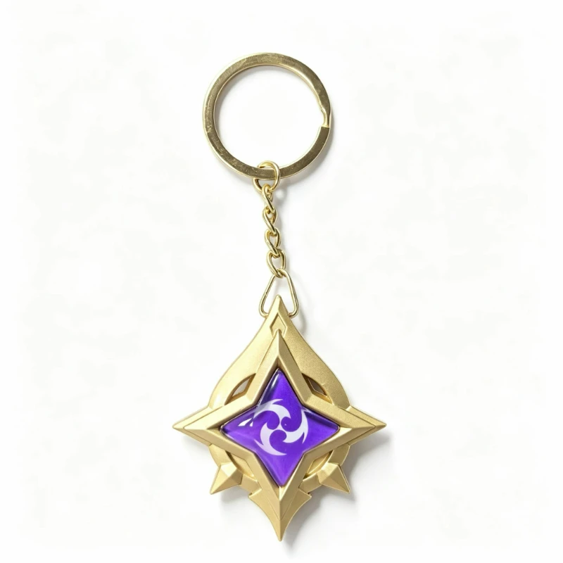 Genshin Impact Stellar Linchpin Ice Thunder Fontaine Sandrone Luminous Glass Key Chain 7 Element Eye Of Original God KeyRing
