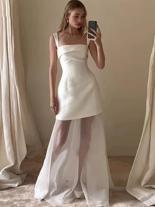 

Silk Satin Light Wedding Dr 2025 New Sle Strapl Slimming Fairy White for Marriage Ceremony And Outdoor Photooot