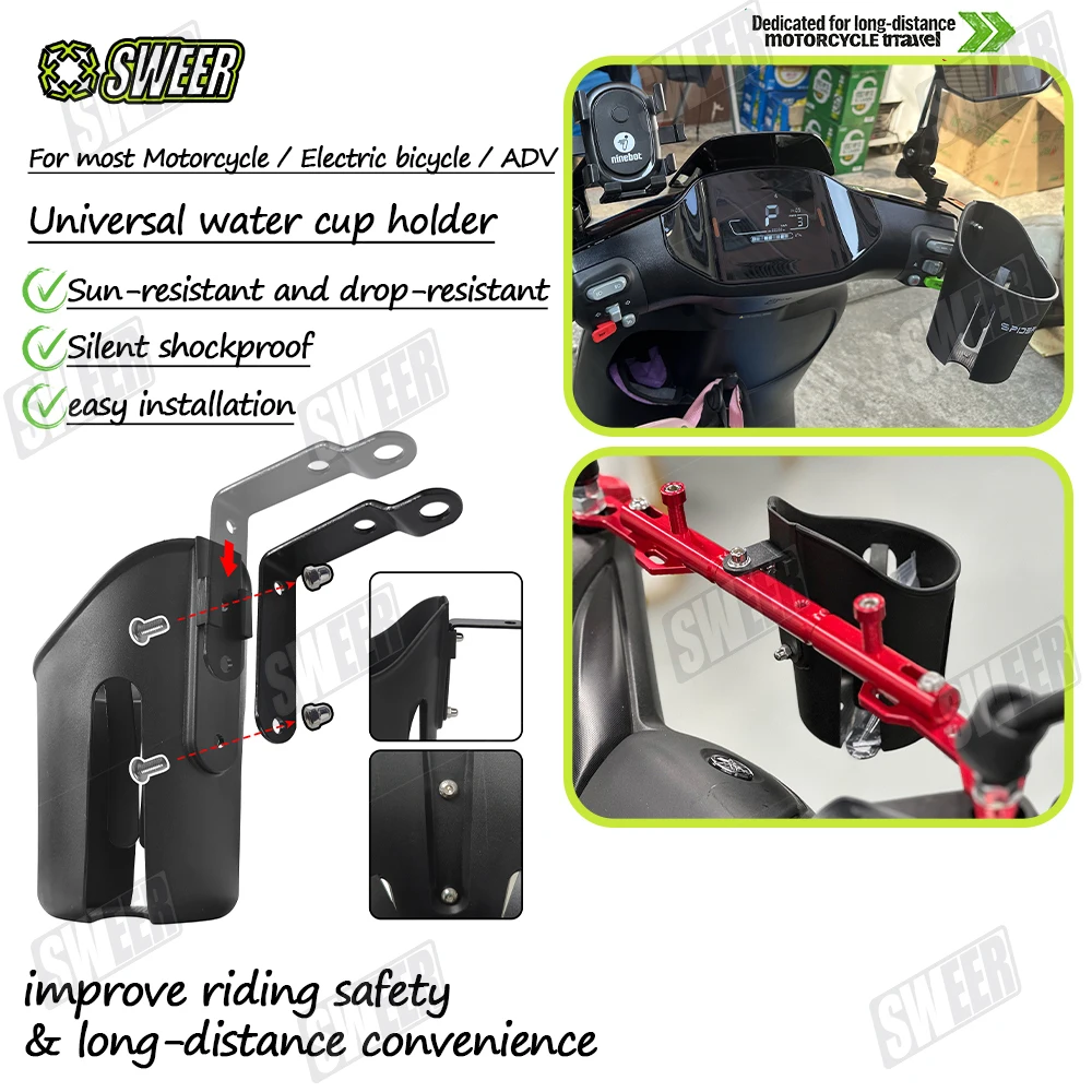 Motorcycle Mirror Adjust Free Stand Water Cup Holder Universal For Motorbike Handlebar Drink Cup Stability Beverage Bottle Stand