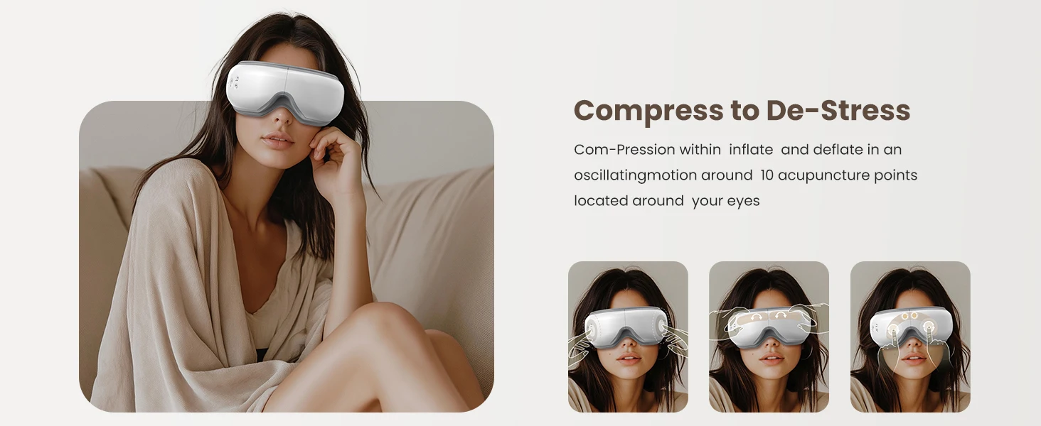 Heated Smart Vibration Eye Massager Airbag Compress Eye Care Instrument Bluetooth Music Eye Massage Sleepping Mask Relax Fatigue