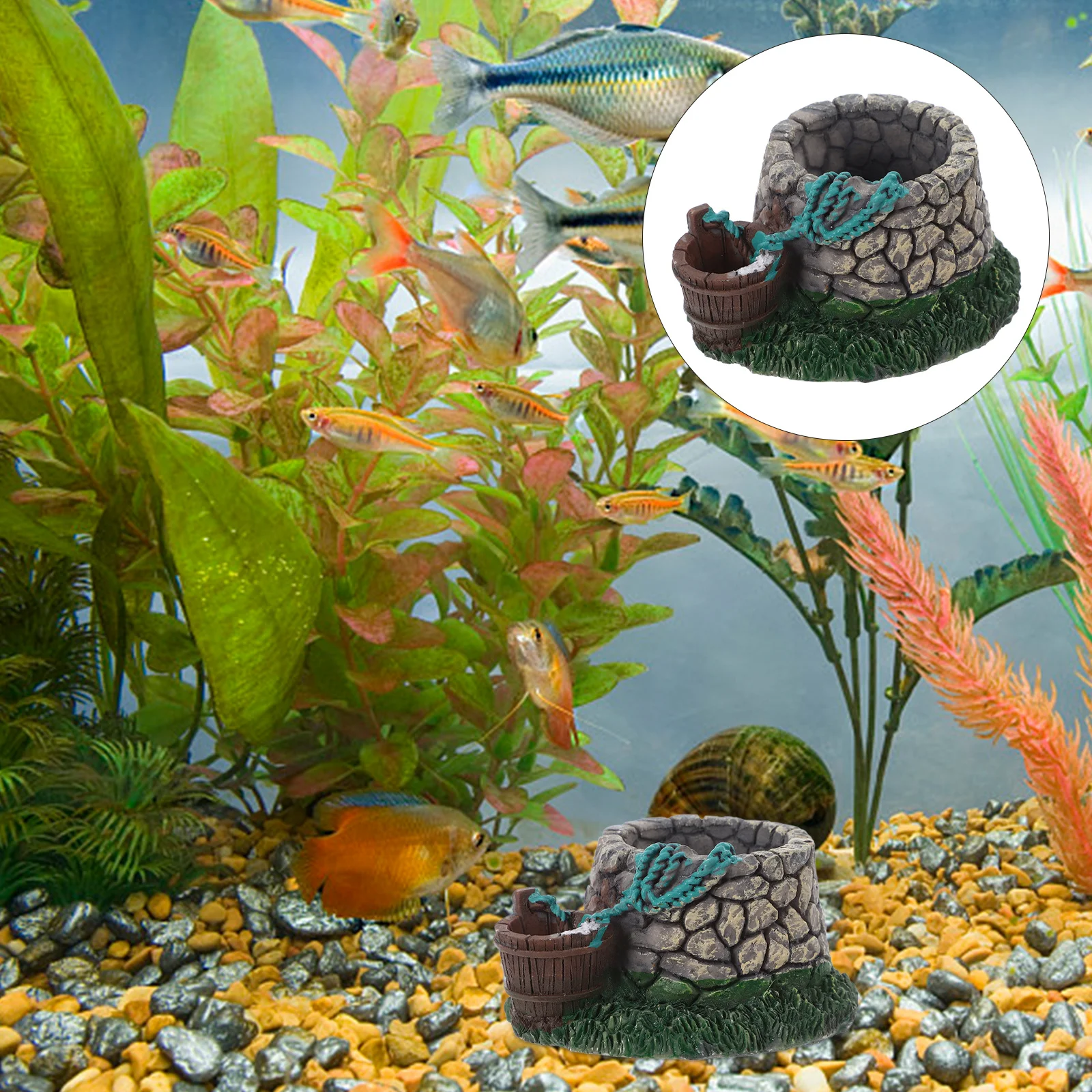 

Miniature Terrarium Resin Ancient Well Bridge Micro Landscape DIY Fish Tank Moss Garden Decoration Figurines Unique Fish Tank