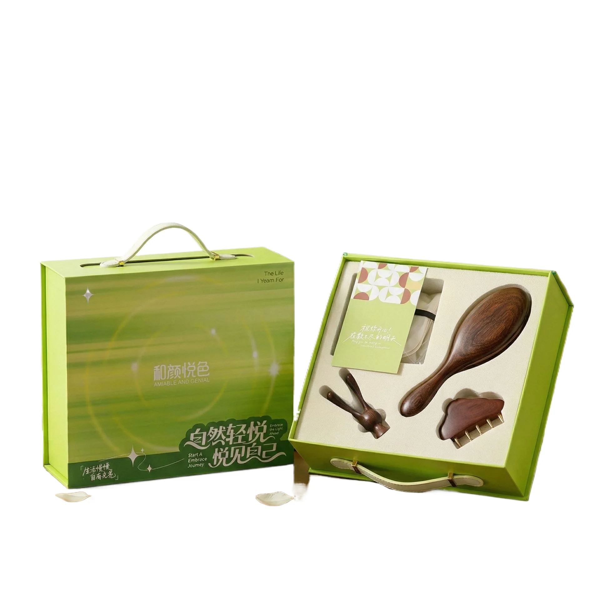Sandalwood Massage Comb Portable Nose Scraper Multi Functional Hairdressing Comb Wooden Comb Gift Box