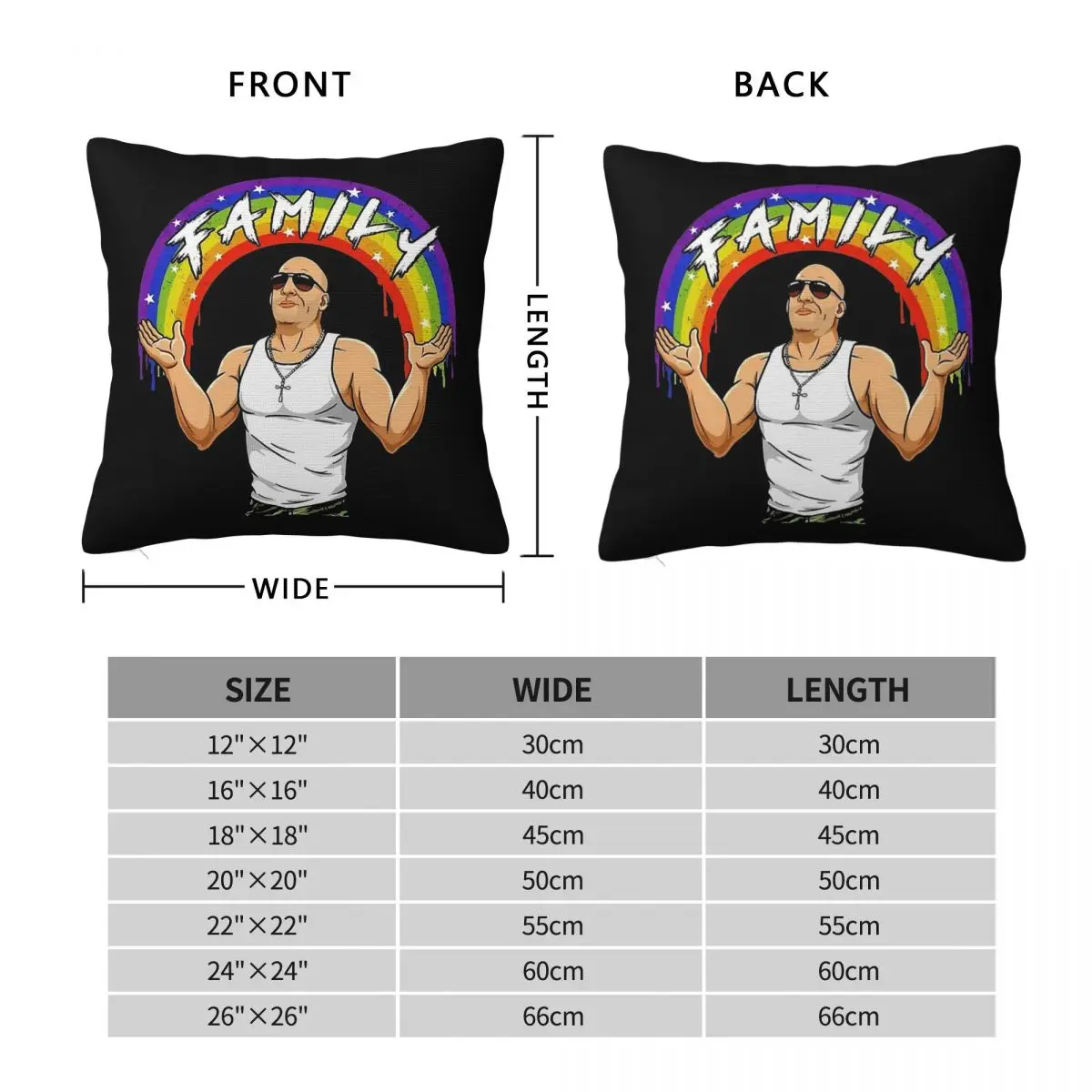 Got Family Dominic Toretto Fast & Furious Square Pillowcase Polyester Linen Velvet Pattern Zip Throw Pillow Sofa Seater Cushion
