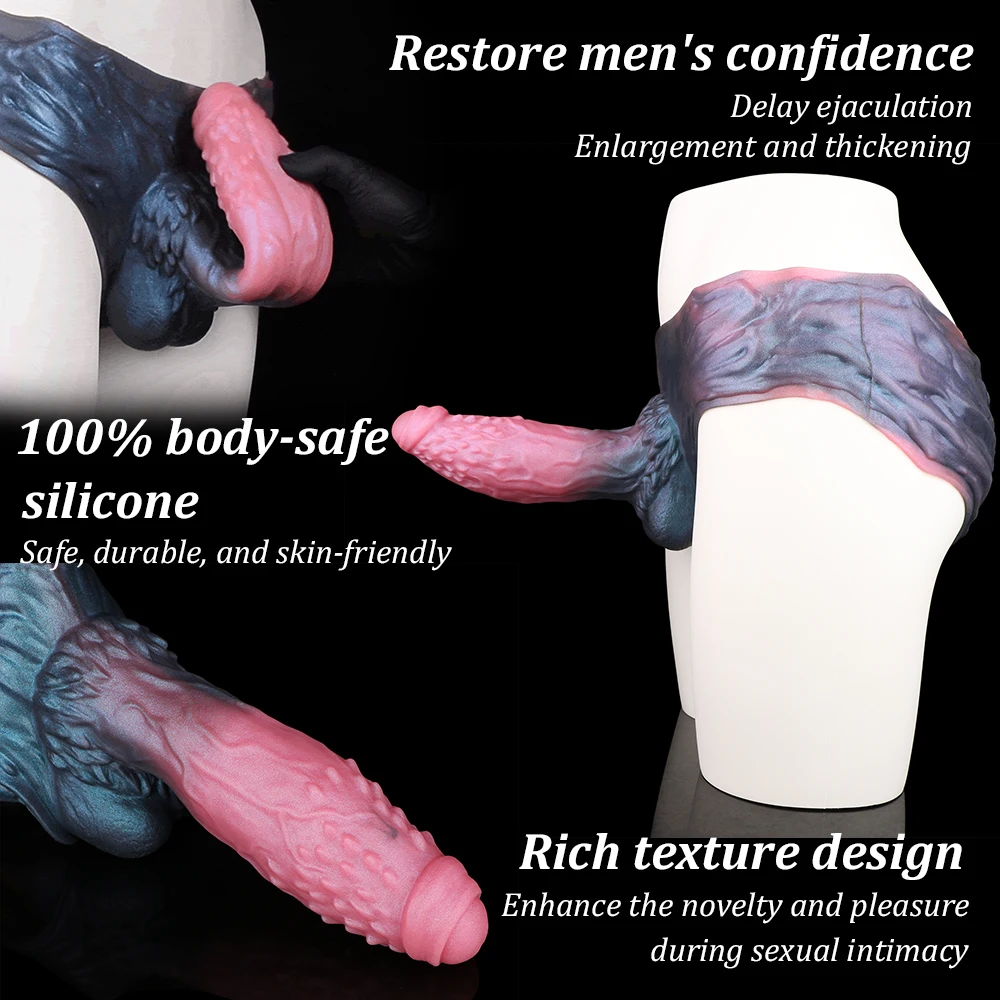 NNSX الوردي سيليكون السراويل مع القضيب كم الديك توسيع يمكن ارتداؤها جوفاء واقعية دسار ذكر الاستمناء 18 الجنس لعب للرجال #3