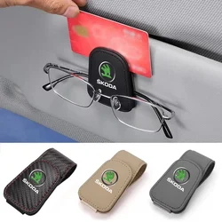 Car Sun Visor Glasses Clip Eyeglasses Clip Automobile Sunglasses Holder Card Case For Skoda Octavia Fabia Kamiq Kapoq Kodiaq