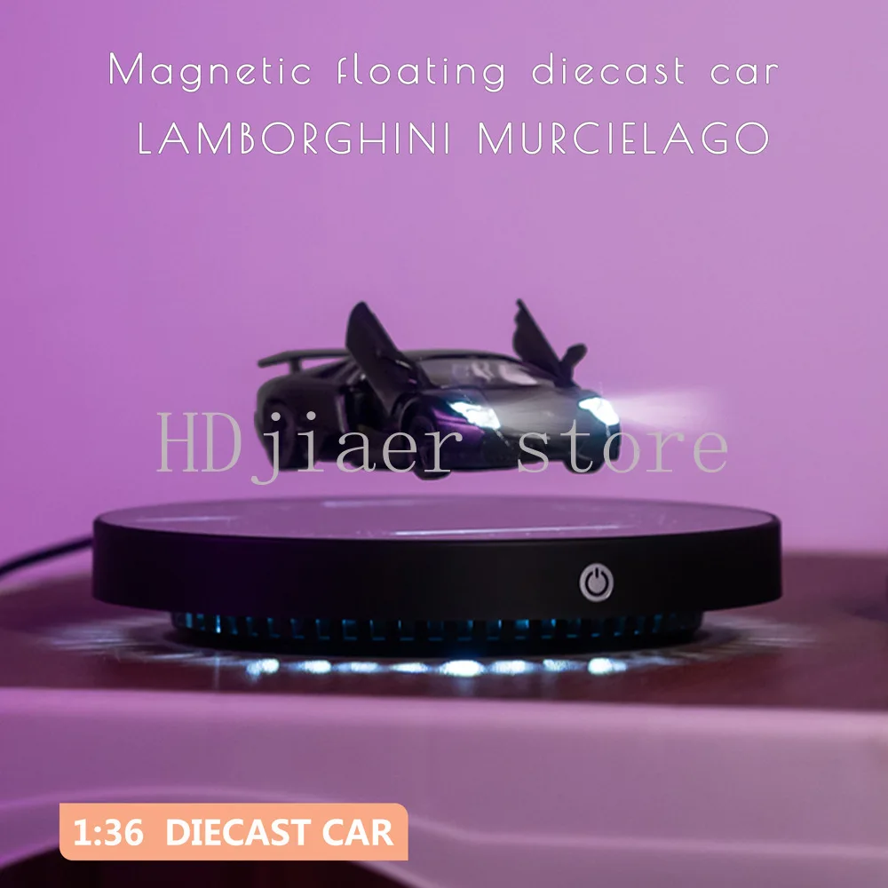 LED Light Magnetic Levitation Diecast Car 1/36 Scale, Floating Alloy Vehicle Model for Collection & Decor