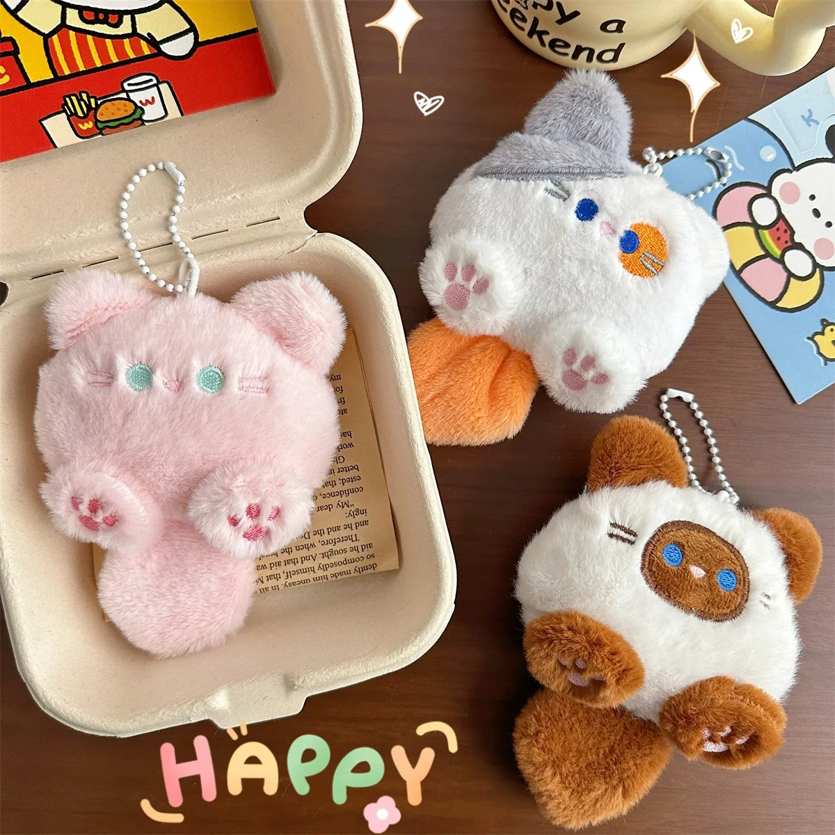 New Creative Cartoon Cat Key Chain Plush Doll Can Be A Net Red Animal Unisex Backpack Key Doll Pendant Decorative Small Gifts
