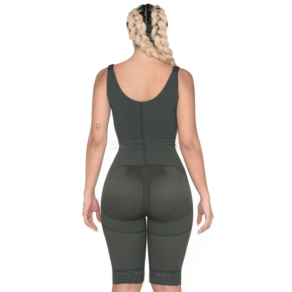 Liposuction Postsurgical Knee Body Shaper for Women Open Bust with Front Closure Skin-Friendly Shapewear Thong Tummy Control