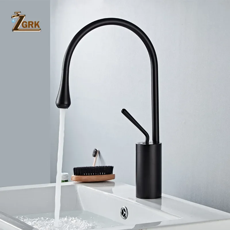 ZGRK Bathroom Basin Faucet Single Handle Cold and Hot Water Tap Personality Art Sink Tap Water Prop Shapes Mixer Crane