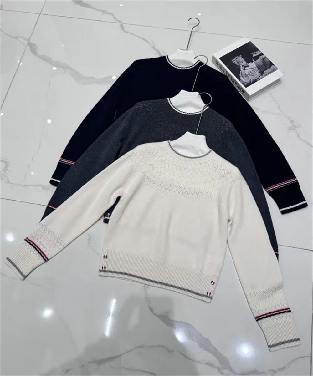 

25, осенне-зимний новый женский вязаный теплый повседневный пуловер с круглым вырезом контрастного цвета в стиле ретро, кашемировый, с длинными рукавами