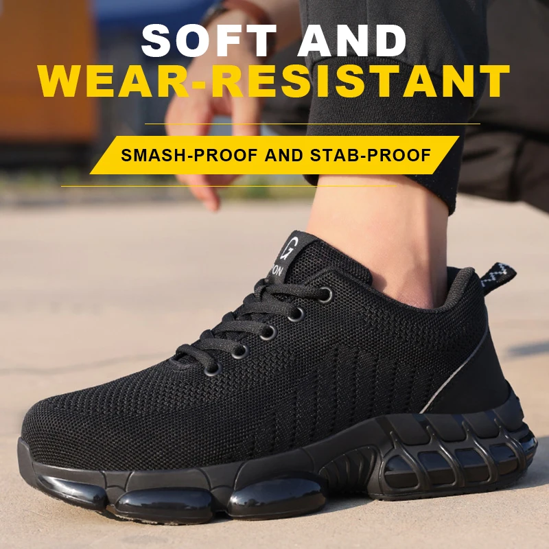 Lightweight Men's Safety Shoes Sturdy Men's Work Shoes Anti Smash Anti Impact Indestructible Industrial Outdoor Men's Shoes