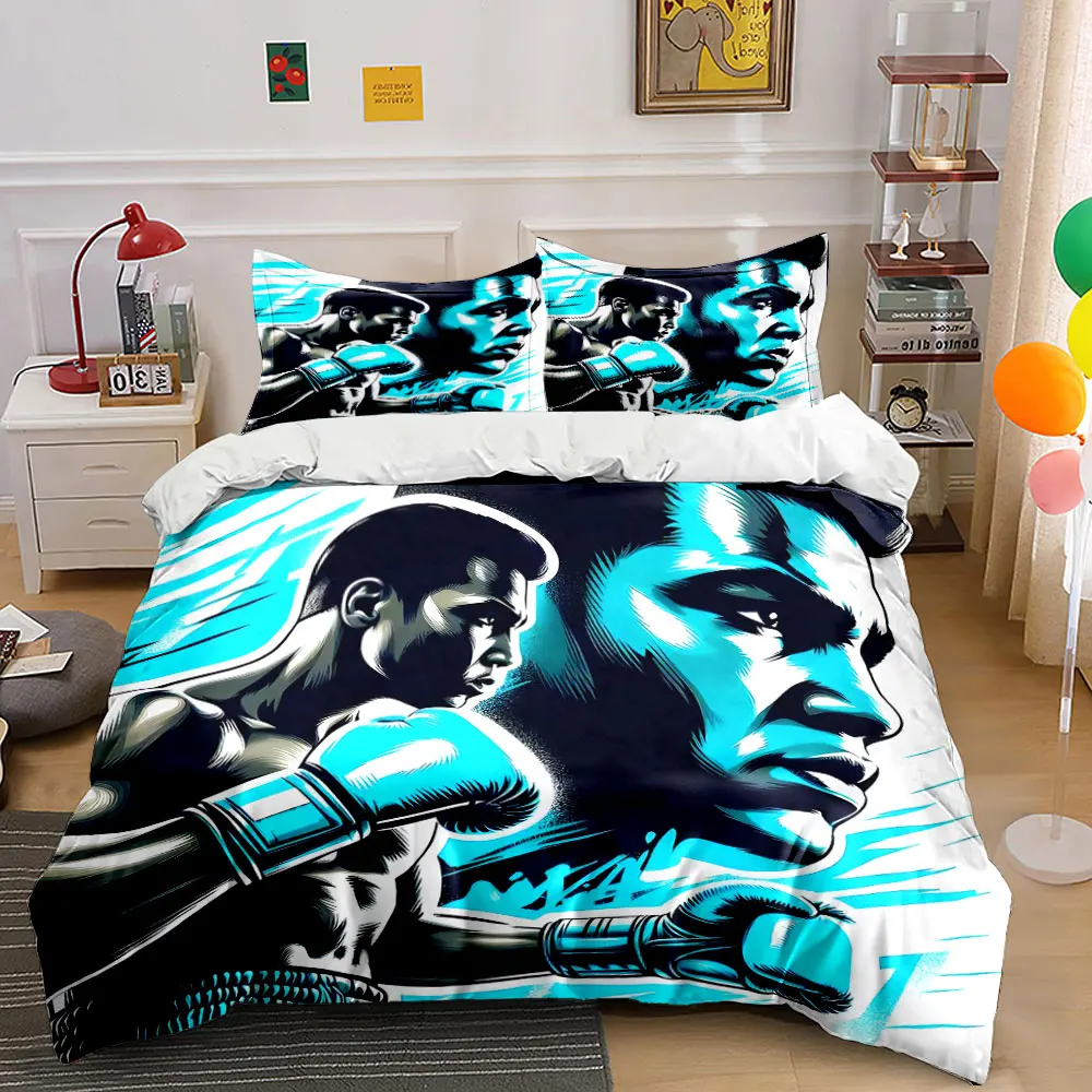 Boxer Portrait Artistic Illustration Bedding Set for Kids Luxury Gift 3pcs Digital Print Comforter Set Soft Comfortable