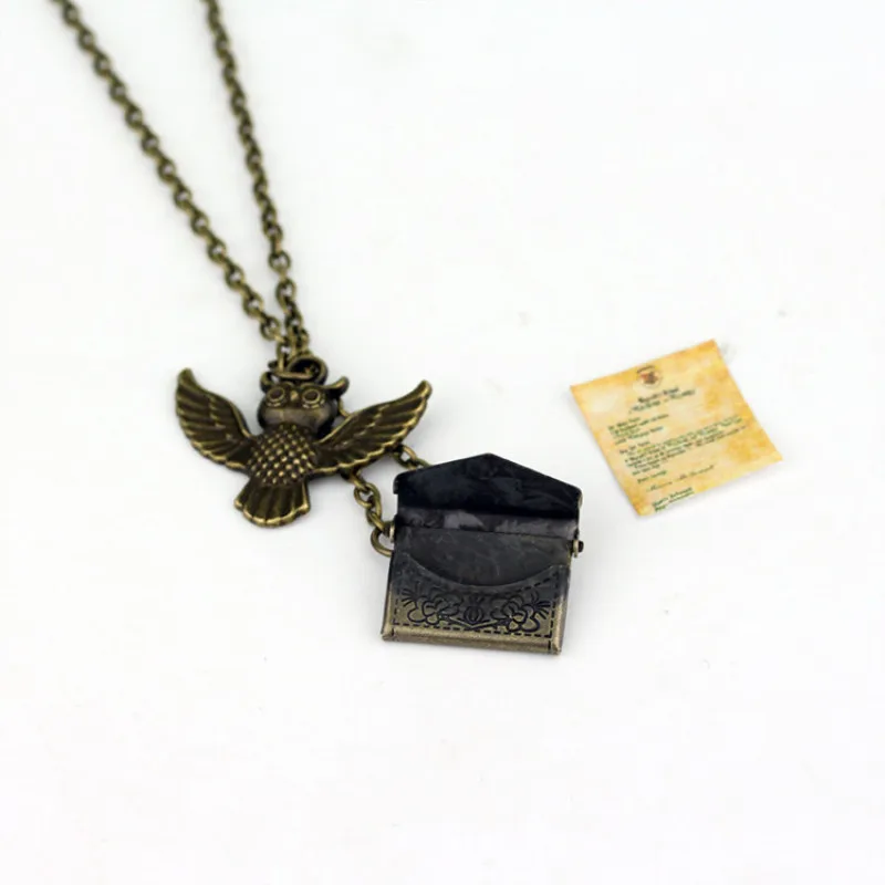 Movie Series School Emblem Necklace Time Converter Hourglass Magic Owl Deathly Hallows Golden Snitch Horcrux Pendant