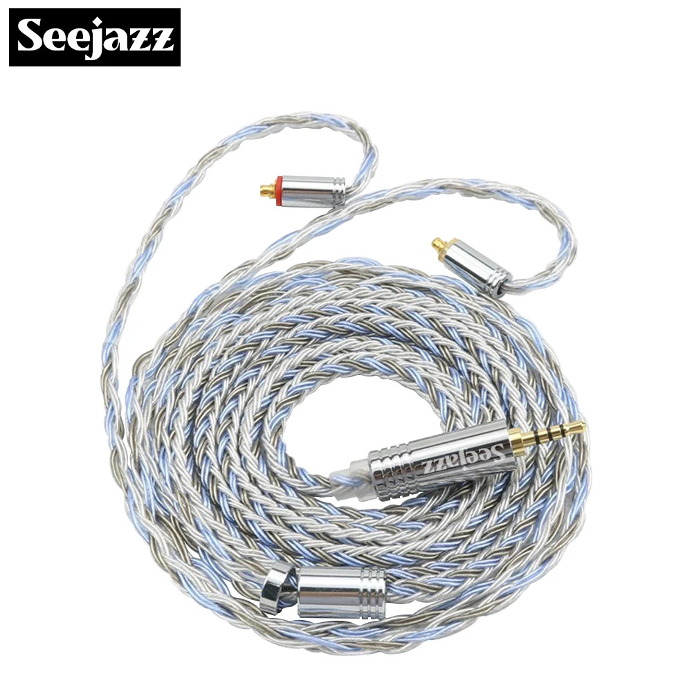 สาย Seejazz 16 Core สายหูฟัง Lizi 6N monocrystalline ทองแดงชุบเงิน224 Core สายหูฟัง3.5 4.4mm fro iems
