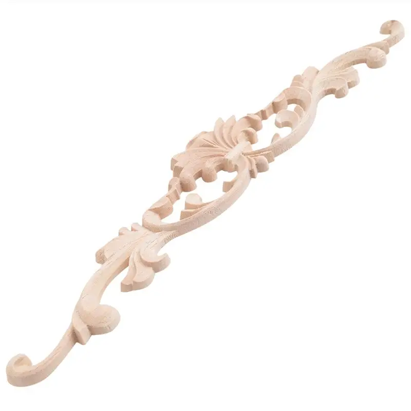 YANA50I 4Pcs Wooden Carved Onlay Appliques Wood Carving Decal Unpainted Furniture Decoration For Home Door Cabinet Decoration