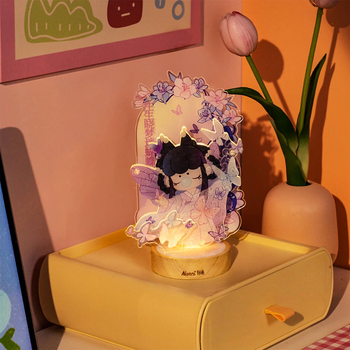 Robotime فراشة الاكريليك لغز ضوء الليل لغرفة النوم الإبداعية عيد الميلاد ديكور المنزل هدية DIY بها بنفسك قطع الليزر بانوراما للمراهقين البالغين