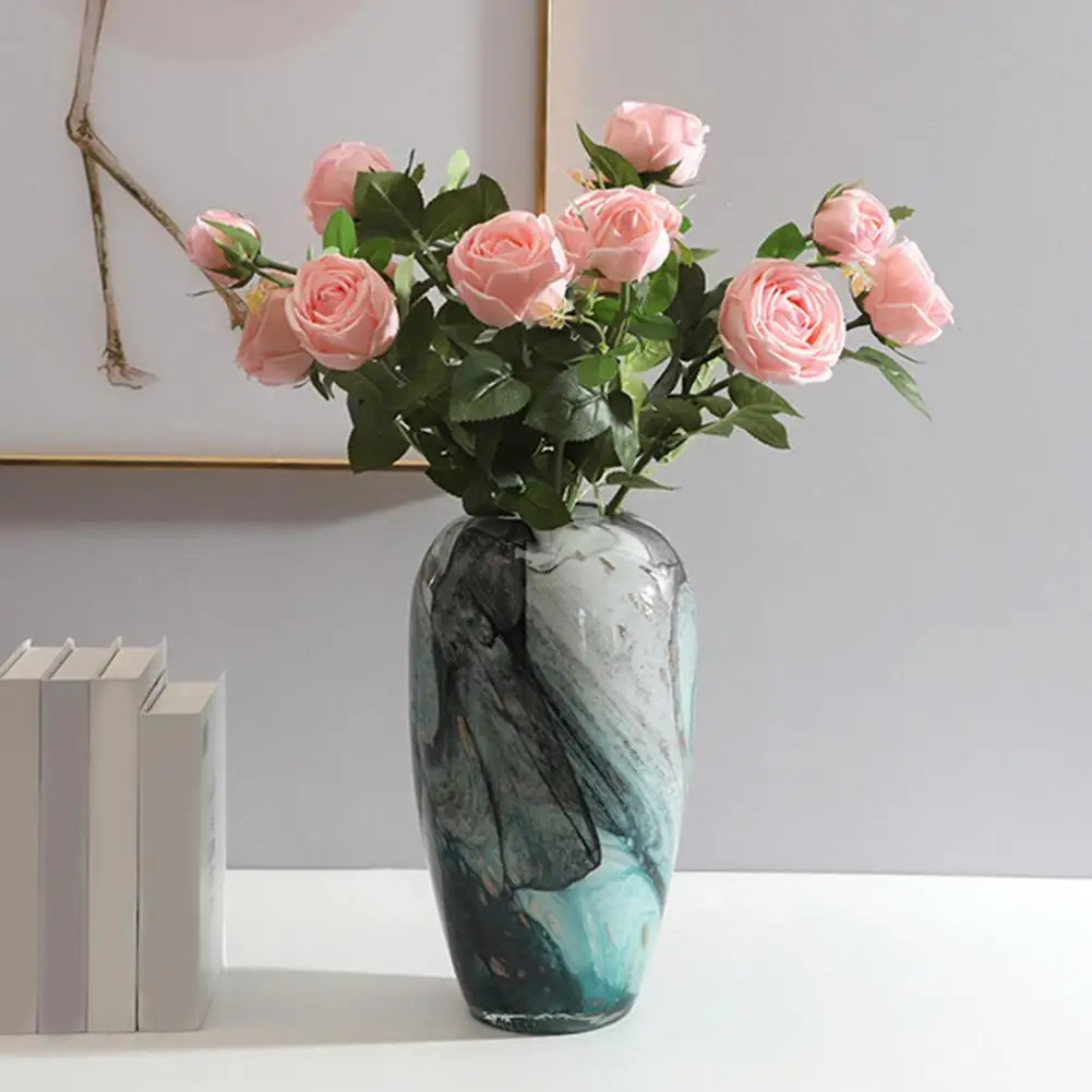 

Maintenance-free Flower 3 Stems Artificial Rose Bouquet with Real Touch Blooms Wedding Home Office Table Decor Elegant Flower