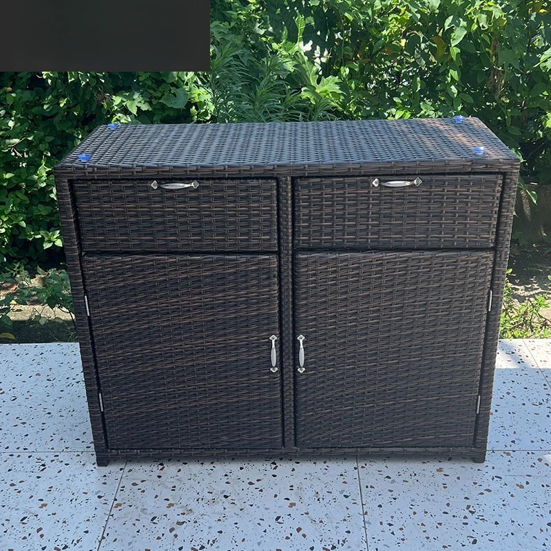 Outdoor rattan locker waterproof household sunscreen door shoe cabinet large capacity balcony