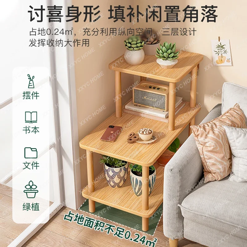 Shelf next to sofa Side cabinet Side  Small square table Living room Household coffee  Bedroom   table Rental house flower stand