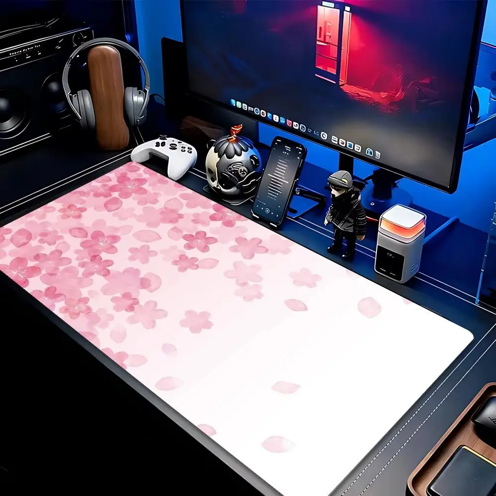 Gaming Mouse Pad Gamer Desk Mat Large Keyboard Pad Pink Cherry Blossom Branch Computer Desk Table Accessories XL Mauspad