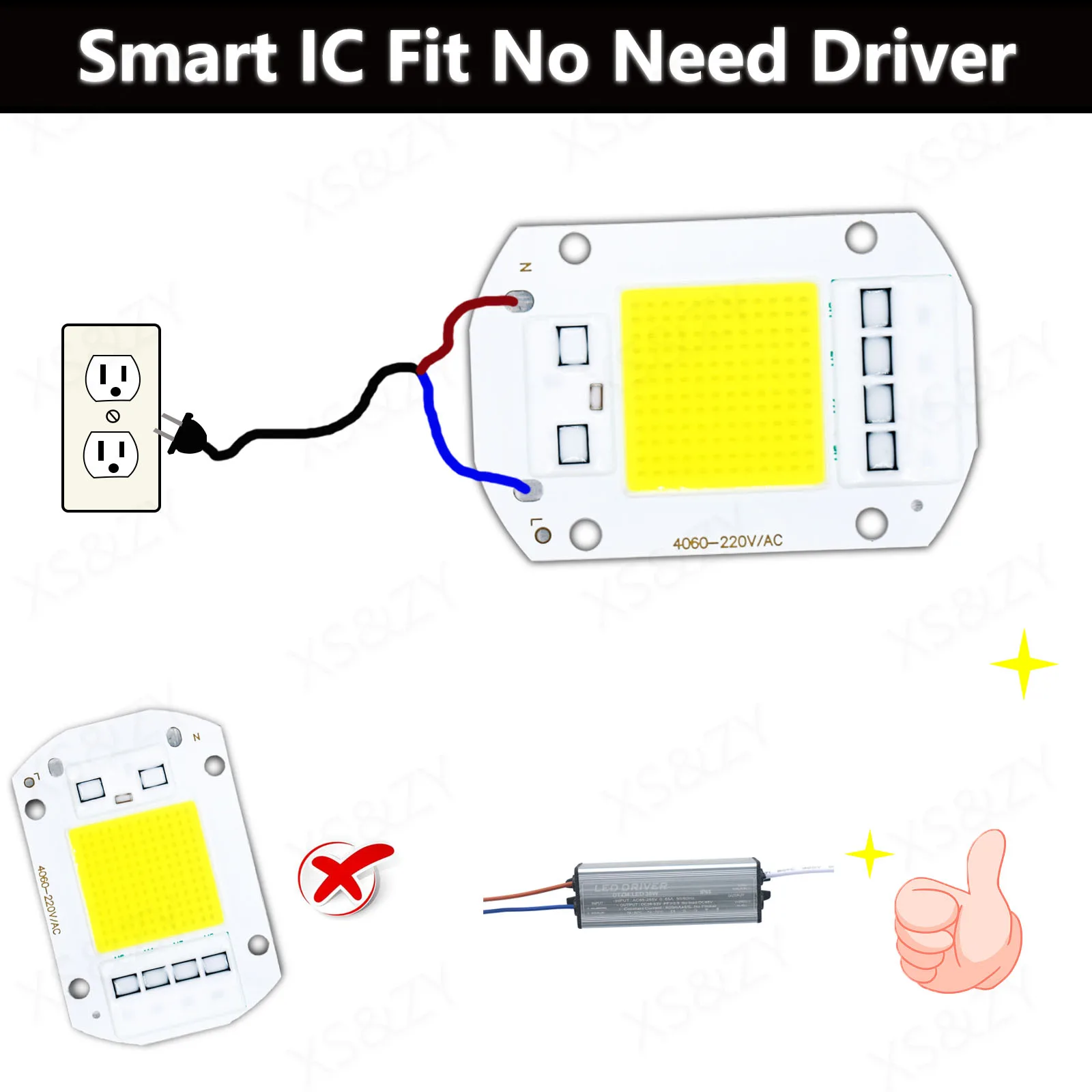 10pcs AC220V LED Bead integrato COB Chip Light Source Anti Surge No Driving 50W Warm Cold White Neutral Flood Light Source Chip