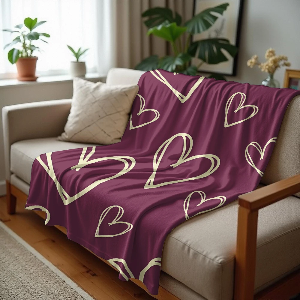 Burgundy Sketch Hearts Lightwe - Christmas Throw Blanket review and price