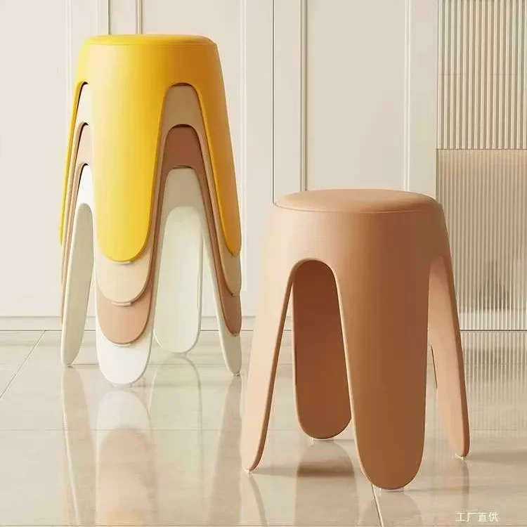Plastic Stool Thickened Household Extra Thick Modern Simple Stackable Stacked Sedentary Comfortable Chair High Round Bench