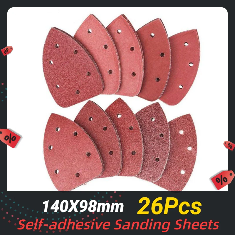 

26Pcs Self-adhesive Sanding Sheets Triangle Sander Sand Sheet Hook Loop Sanding Disc Abrasive Tools For Polishing Grit 40-1000