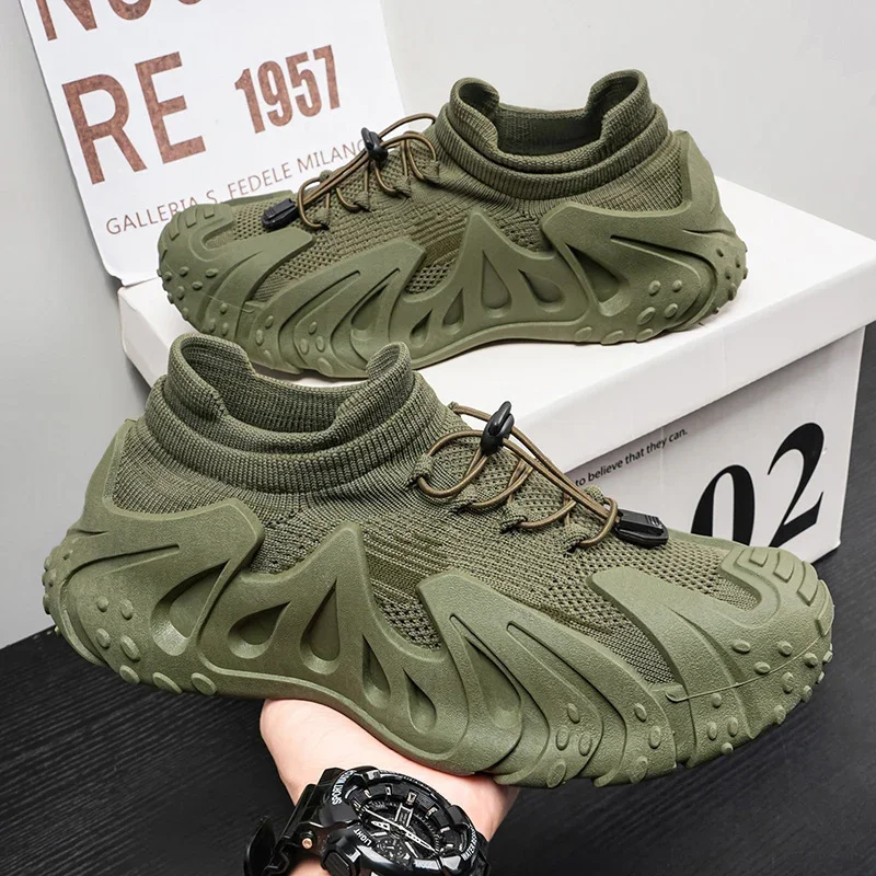 Men's New Summer Breathable Thin Mesh Sports Shoes Casual Outdoor Mountain Climbing Travel Anti-slip Deodorant Knitting Socks