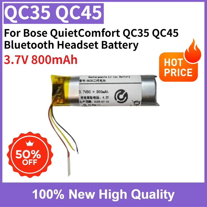 High Quality 3.7V 800mAh New Replaceable Battery for Bose QuietComfort QC35 QC45 Bluetooth Headset Battery Headphone