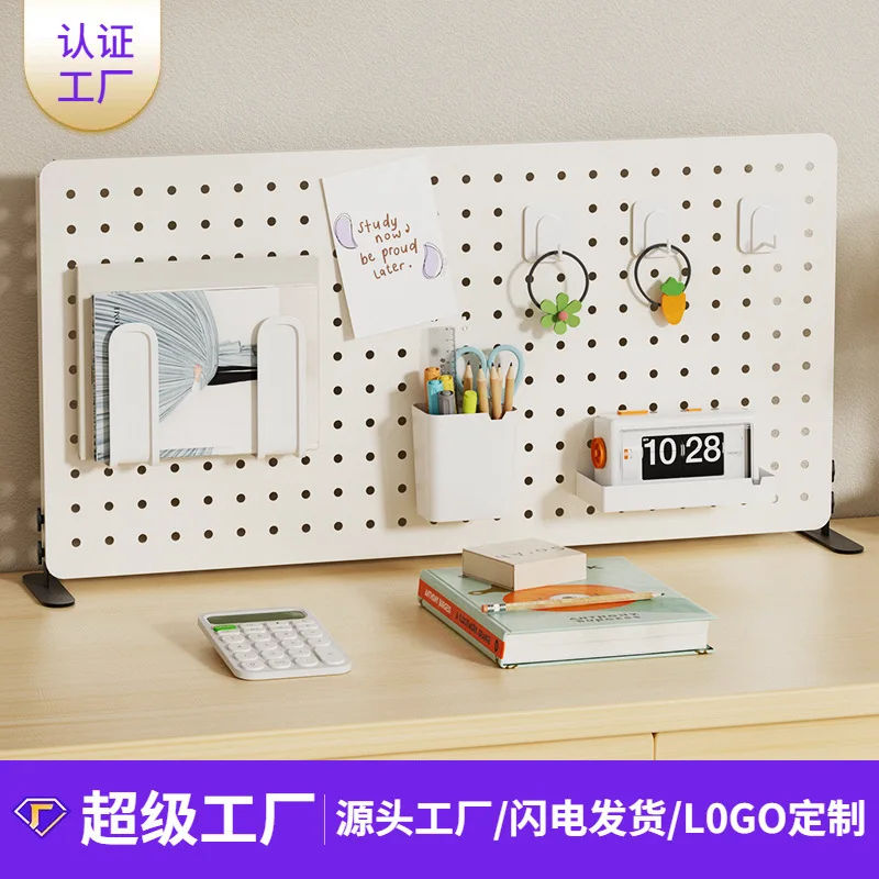 Modern Clip Style Desktop Perforated Metal Shelf Simple Study Desk Upper Partition Display Rack No Punching Stable Bookshelf