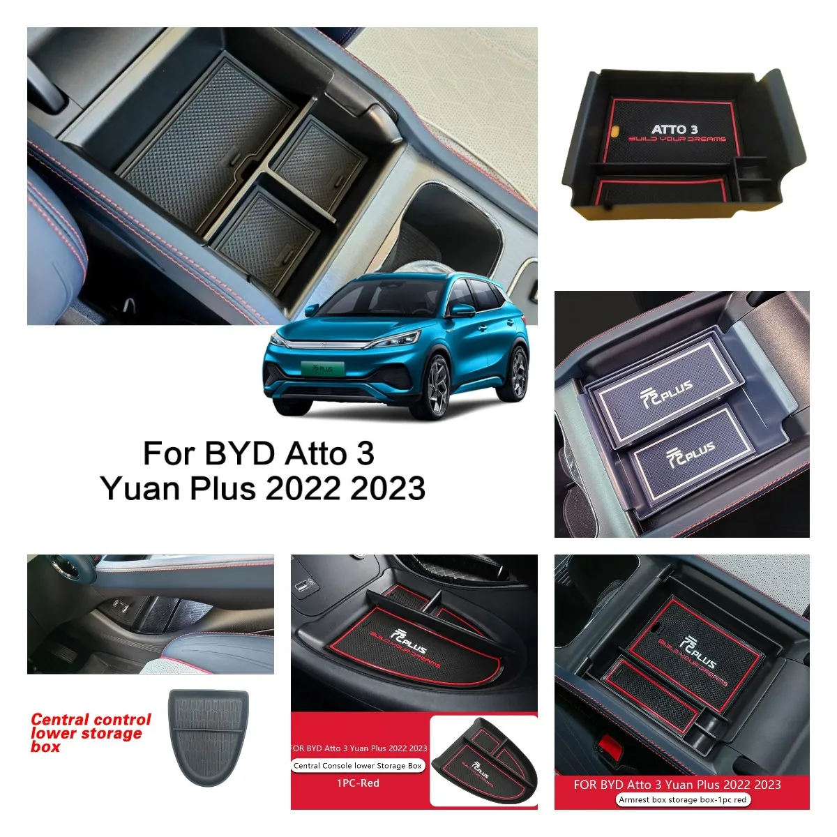 Caja de almacenamiento para consola central de coche, cubierta de cuero para reposabrazos para BYD Atto 3 Yuan Plus 2022 Act 3, accesorios