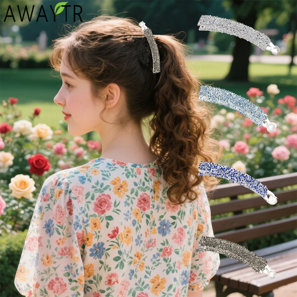 AWAYTR-peine con forma de plátano y diamantes de colores brillantes, horquillas para el cabello a la moda, tocados de San Valentín, accesorios para el cabello para niña, regalo de Festival