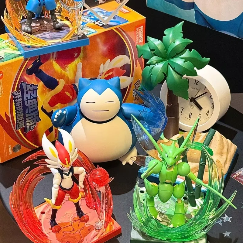 Original Blokees Pokemon Figure Snorlax Assemble Figurine Scyther Lucario Model Decor Anime Figure Collectable Toy Gift Stock