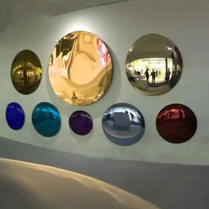 【Popular】Modern Home Interior Wall Decoration Chrome Mirror Surface Stainless Steel Dish Wall Art Sculpture