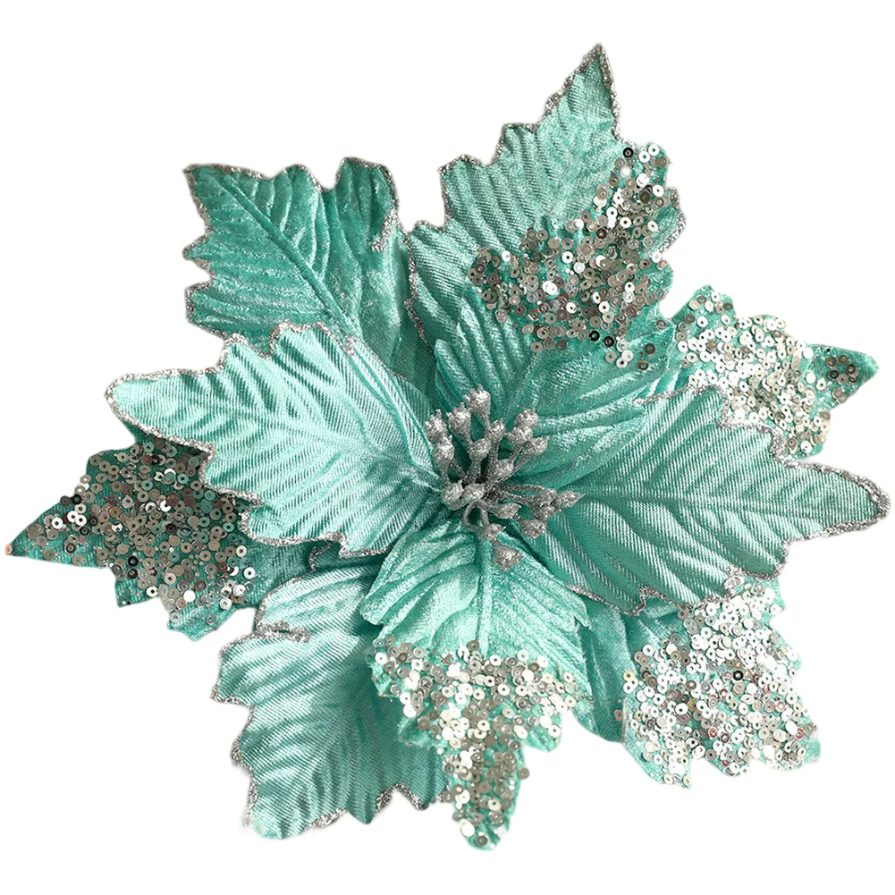 Handcrafted Blue Gold Red Christmas Flower Decoration Large Sequin Floral Arrangement For Holiday Party Home Ornaments